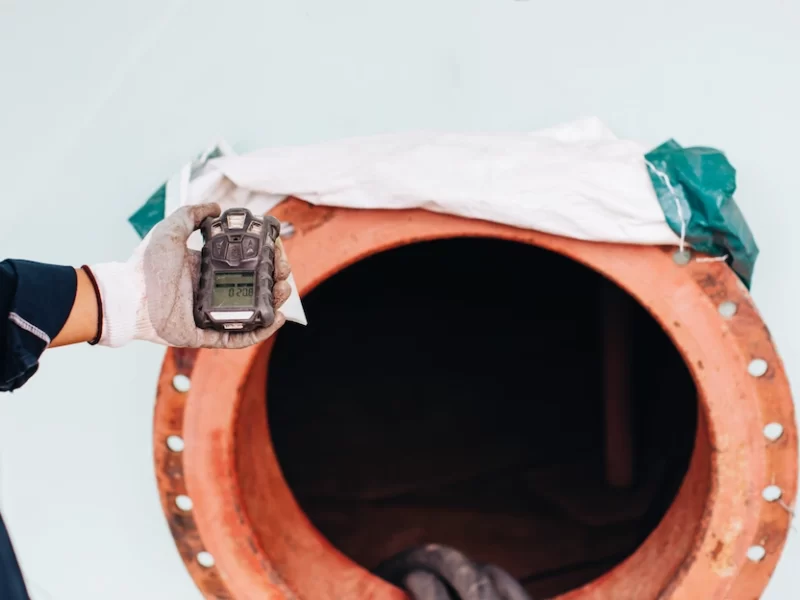 worker-hand-holding-gas-detector-inspection-safety-gas-testing-front-manhole-tank